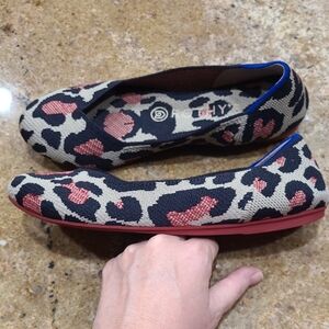 Rothy's Black Tan Red Blue Leopard Flats